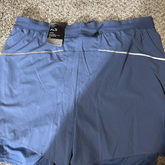 FLX Shorts Mens 2XL Blue Lined Running Training Zip Pocket Performance Athletic - Picture 6 of 12